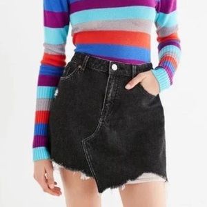 Urban Outfitters | BDG distressed high waisted washed black denim mini skirt
